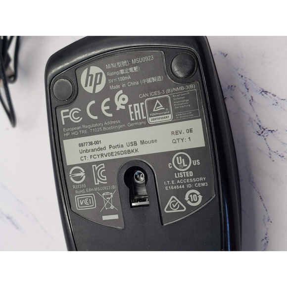 Genuine HP MSU0923 USB Wired Optical Mouse 697738-001 Black Tested - Picture 5 of 5